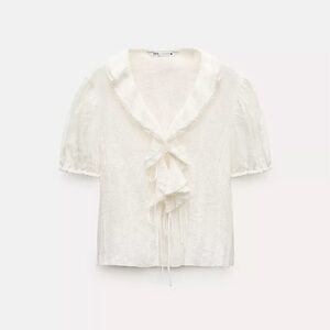 Elegant White Ruffled Women's Top